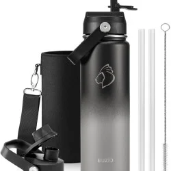 Buzio Duet Series Water Bottle with 2 Lids and Sleeve 700ML - Shadow